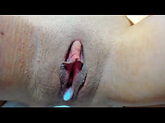  - Beautiful busty brunette Myla Angel stretches and plays her pussy after hot sex with boy!