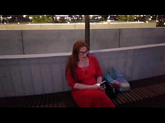  - BIG TITS MILF IN A RED DRESS MEETS A STRANGER AND BLOWS HIM IN AN ELEVATOR