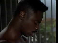  - Young babe with lusty lips sucks black stud before he fucks her on a chair