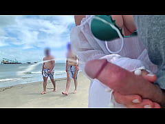  - Crazy milf jerks me off in front of passersby