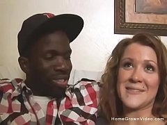  - Thick busty white slut takes on a big black cock