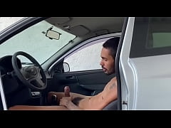  - Jacking off and cumming in the car - Full on RED