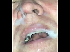  - Mature Tranny Getting Facial from Black Cock