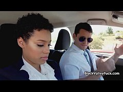  - Black coed sucks driving instructors fat cock