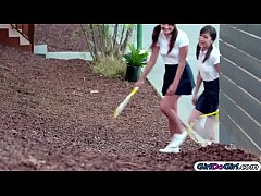  - Brunette facesitted by 19yo teen friend and rides her tongue