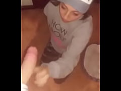  - Jerking off while she rubs my nuts and smiles at me