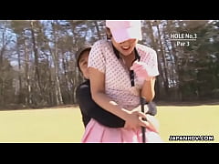 Asian babe gets naked at the golf course