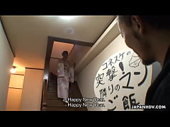  - Kimono brunette slut getting creamed after a fuck