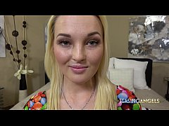  - Sexy blonde shows what she'd love to do with your cock