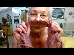  - 1144 Dawn's Pretty Panties for Michael Orchid lace cups my ass so nicely. Plus sized Mature hairy pussy