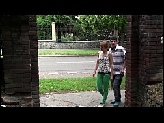  - Teen hottie Alexis Crystal fucked hard in PUBLIC by 2 teen guys