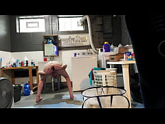  - INSERTING A HUGE ANAL PLUG UP MY BUTT WHILE DOING LAUNDRY