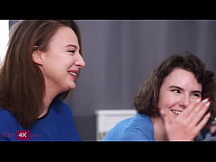  - Brunettes facialized after threeway with attractive friend