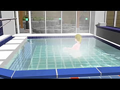 - Anime woman took a bath in a Japanese public bath【sento】