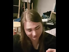  - NotagirlDK - Biggest dick I ever got to blow, was a ton of fun even if I couldn't do much with it! Crossdresser sucks huge white cock