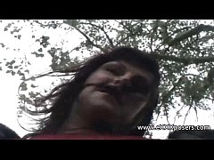  - English milf persuaded to flash outdoors