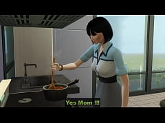  - Japanese step mom catches her stepson masturbating in front of the computer watching porn videos and then helps him have sex with her for the first time - Korean step-mother