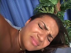  - Hot brunette with round booty gets anal drilled on the living room floor