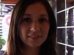  - Cute brunette moans while stud pounds her ass on the sofa