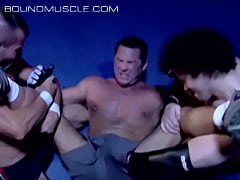  - Rojer dominates two men in the wrestling ring