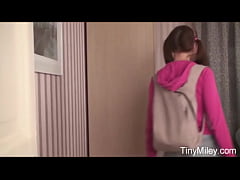  - Tiny Miley in front of Mirror Fingering