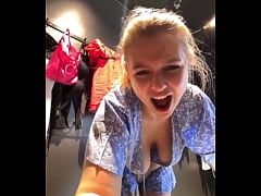  - Squirting a lot and fingering pink pussy in public