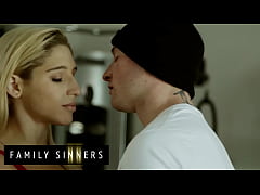  - FAMILY SINNERS - Blonde Babe Rides Her Stepbrother's Cock In The Gym, Then Takes His Cum On Her Pussy