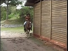  - Darkskinned groom helps white chick with raven hair Cristal De Luna to recover from a surprise caused with running away of her