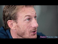  - Pigtails teen guzzles cum