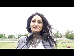  - GERMAN SCOUT - First Anal Sex for Big Tits Tattoo Model Mia Roux at Pickup Casting