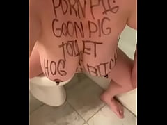  - Fuckpig porn justafilthycunt humiliating degradation toilet licking humping oinking squealing