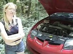  - Horny blonde sucks dick outdoors