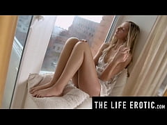  - Beautiful blonde with perfect body crams her fingers in her pussy