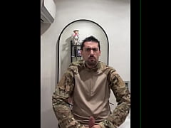  - militar guy jerking off in bathroom busts a thick load