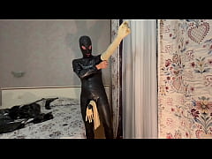  - Wearing long white latex gloves and masturbate