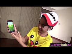  - Cute Asian teen shemale swallowed a nasty guys fat cock