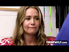  - Hot MILF can't get her way when she tries to be a sexy thief but the big police cock bursts her pussy until she swallows his cum.