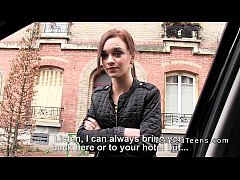  - French redhead teen banged in public