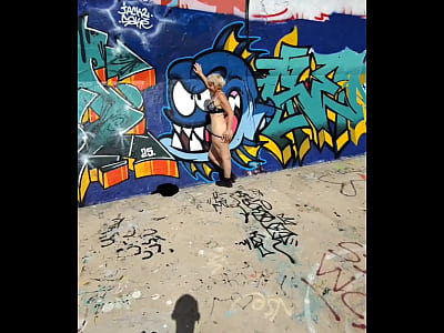 Sexy little exhibitionist on a dike